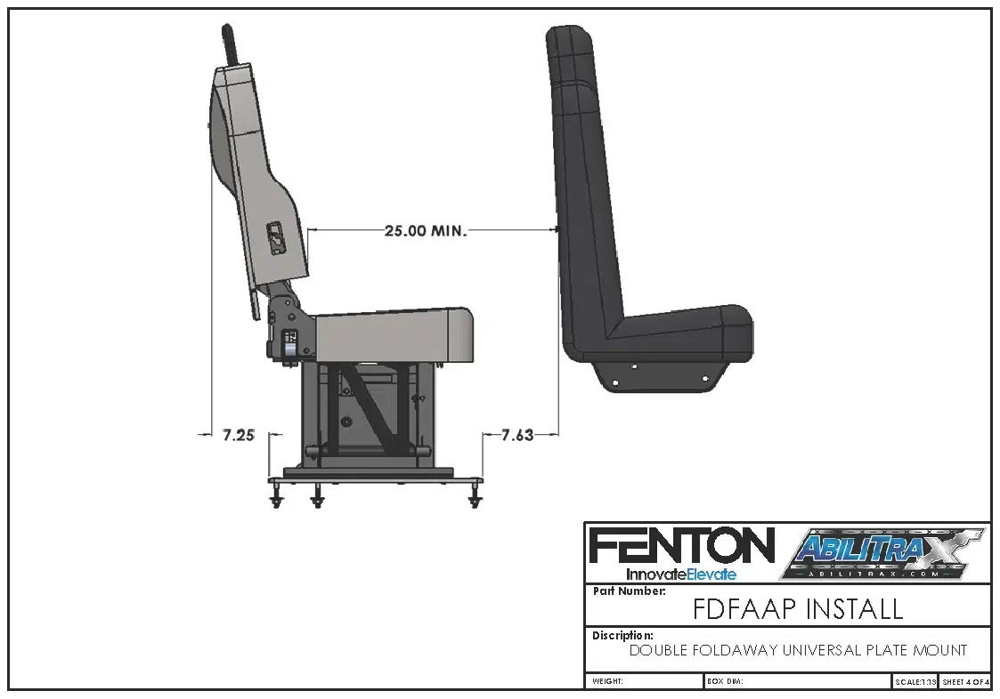 FENTON Double FoldAway Kit with Freedman Bellagio 3PT Seat (Streetside) and Fenton Mounting Plate - Image 7