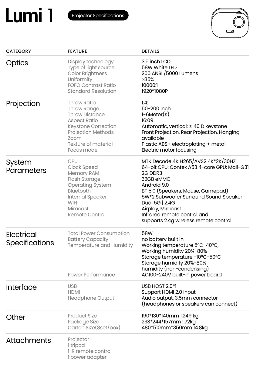 LUMI-1 Smart Projector - Image 8