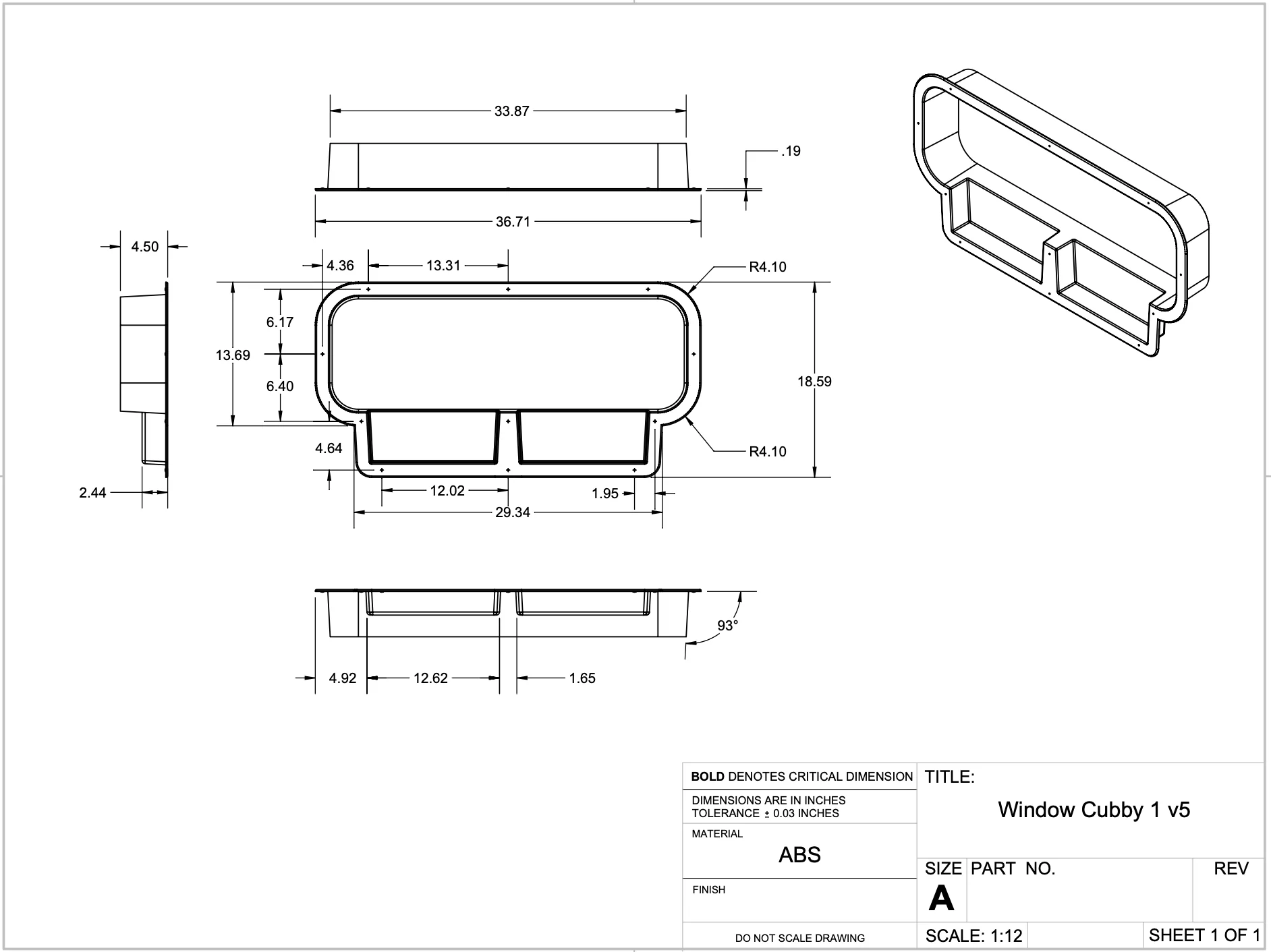 Mercedes Sprinter 10x33 Bunk Window Trim Ring with Storage Cubbies - Image 11